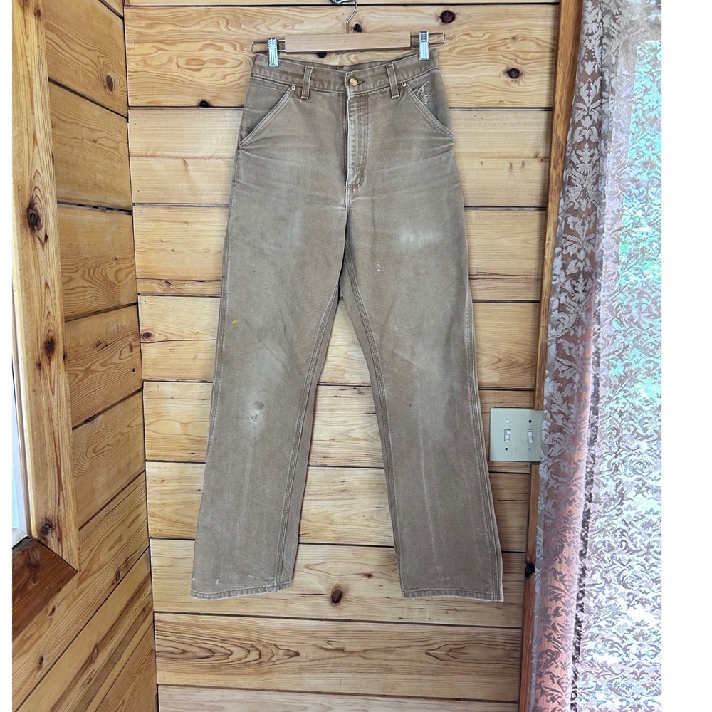 Vintage Double Knee Pants Men 28x31 Brown Thrashed B01 Canvas Duck Carhartt Work